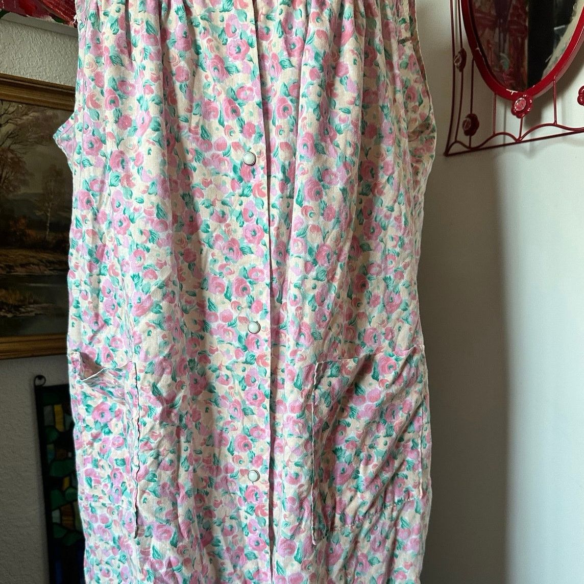 Other no brand pink white floral night dress button up Size XL / US 12-14 / IT 48-50 - 2 Thumbnail