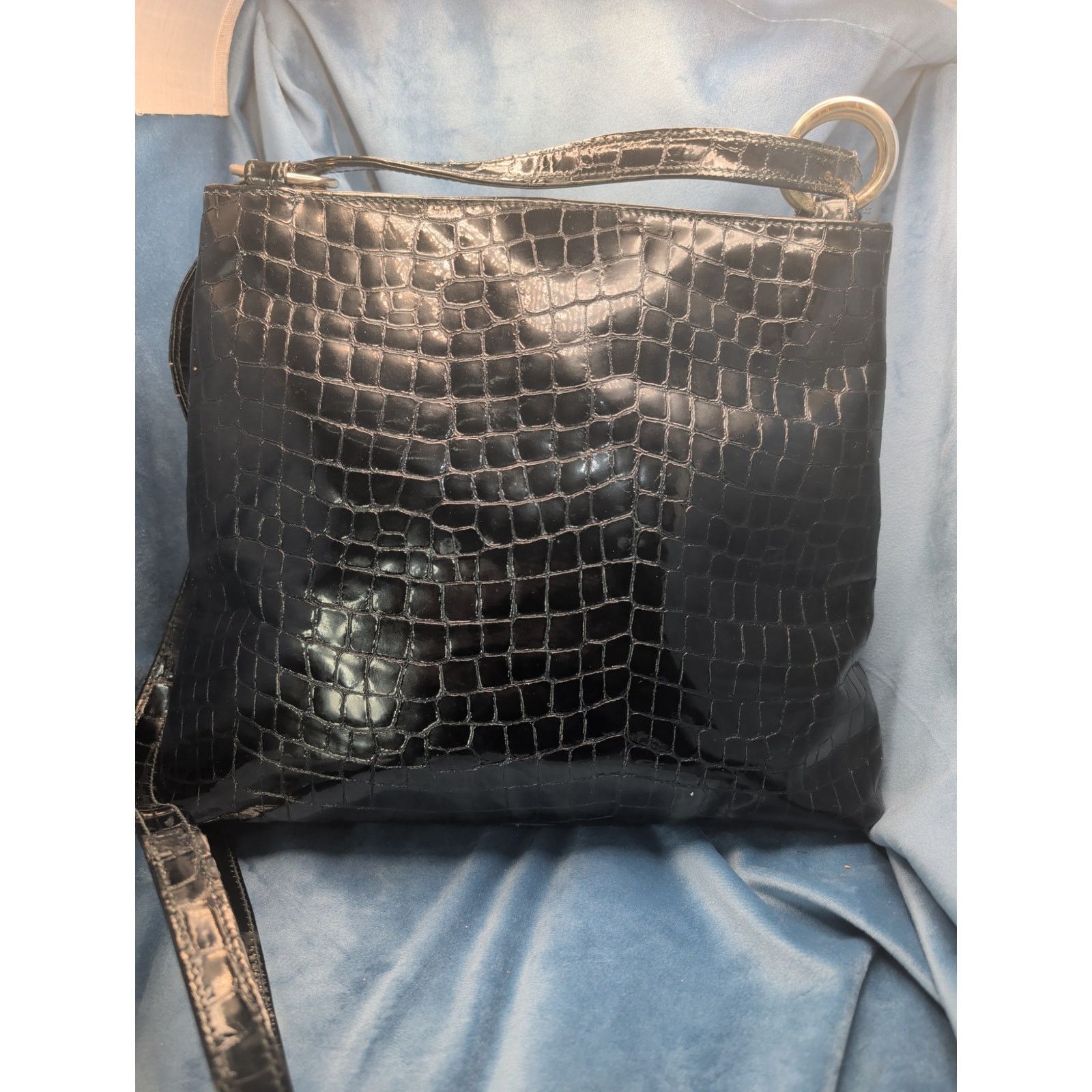 Paloma Picasso Paloma Picasso Black Embossed-Patent Leather Shoulder Size ONE SIZE - 5 Thumbnail