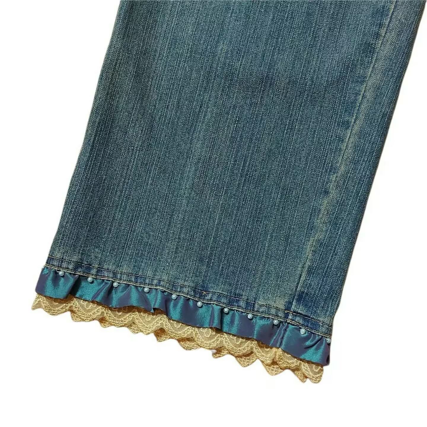 Vintage Vintage Jeans Denim L Floral Patched Beaded Inseam 23.5 Size 30" / US 8 / IT 44 - 6 Thumbnail