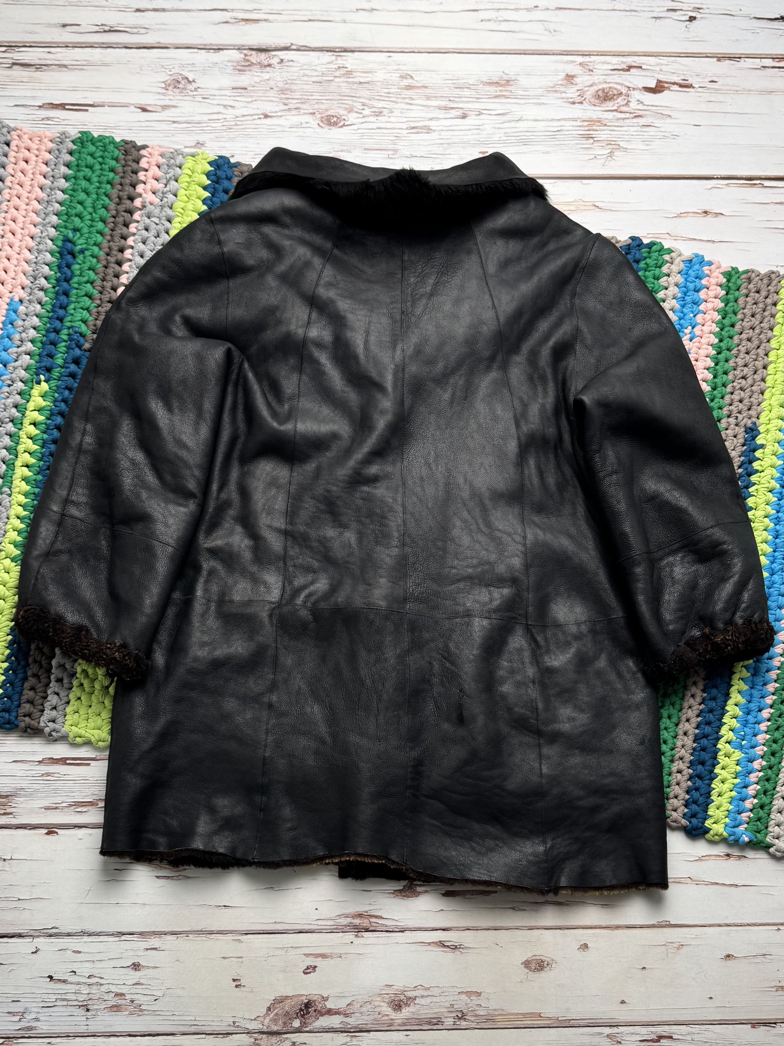 Vintage Vintage Black Shearling Leather Coat Winter Jacket Y2K (ET1) Size XL / US 12-14 / IT 48-50 - 12 Thumbnail