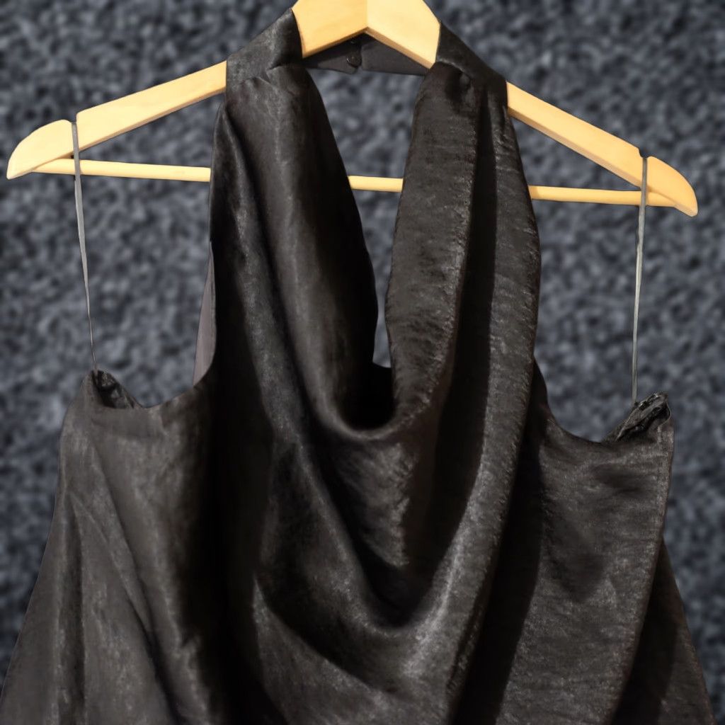 H&M NWT! H&M Black Halter Top Open Back Lightweight Satin Women's XXL Size XXL / US 16-18 / IT 52-54 - 1 Thumbnail