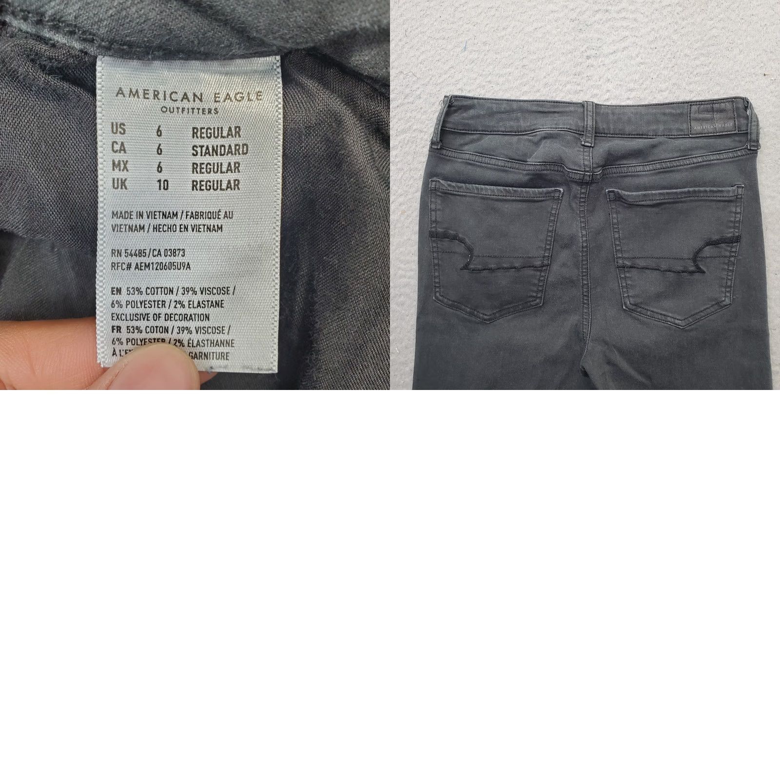 American Eagle Outfitters American Eagle Outfitters Jeans Womens 6 Skinny Black Denim Distressed Next Level Stretch Size 28" / US 6 / IT 42 - 8 Thumbnail