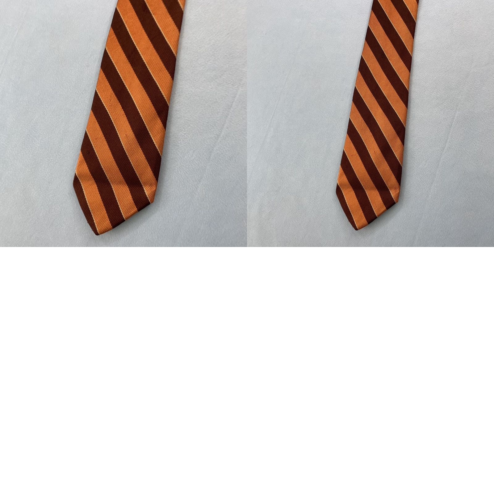 Vintage VINTAGE Handmade Silk Repp Tie Deco Stripe Necktie Brown Orange 58" One Size Mens Size ONE SIZE - 11 Thumbnail