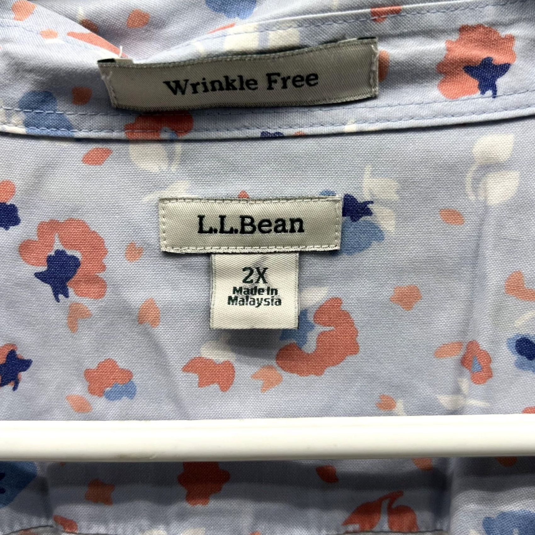 Vintage L.L. Bean Shirt Womens 2X Blue Floral Wrinkle Free Button Long Sleeve Top Size XXL / US 16-18 / IT 52-54 - 2 Thumbnail