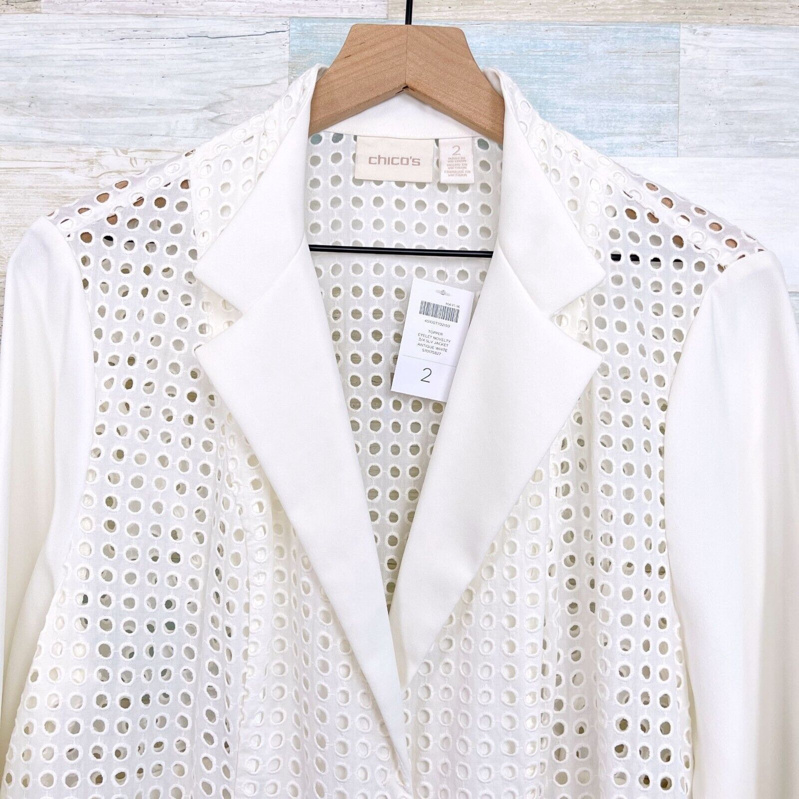 Chicos Chicos Eyelet Novelty Duster Jacket White 3/4 Large 2 Size L / US 10 / IT 46 - 2 Thumbnail