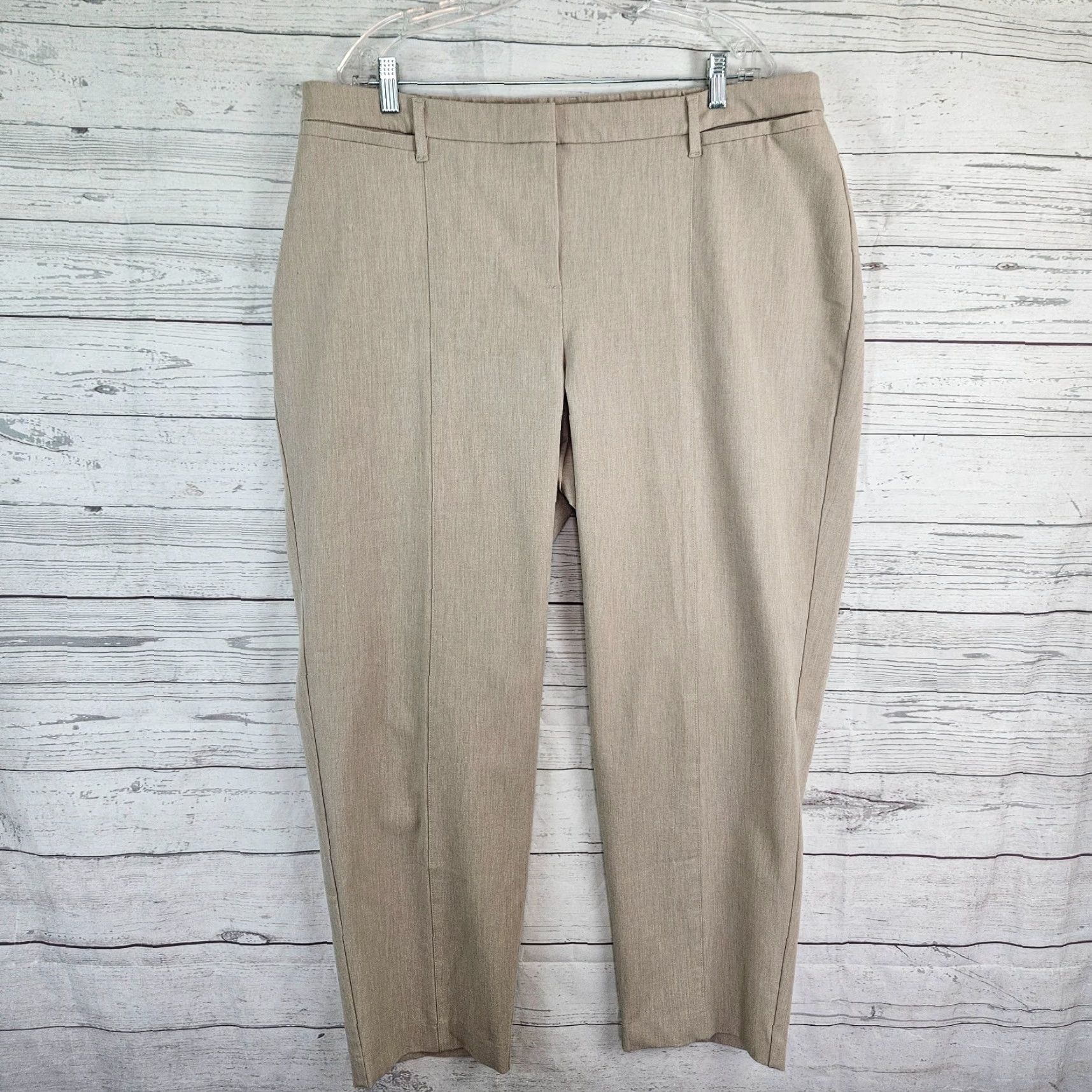 J. Jill VINTAGE? No — J. Jill Womens Essential Stretch Twill Pants Sz 20 Flax Heather High Rise Pants Plus 20 Beige 28in Inseam Womens Size 42" / US 20 - 2 Thumbnail