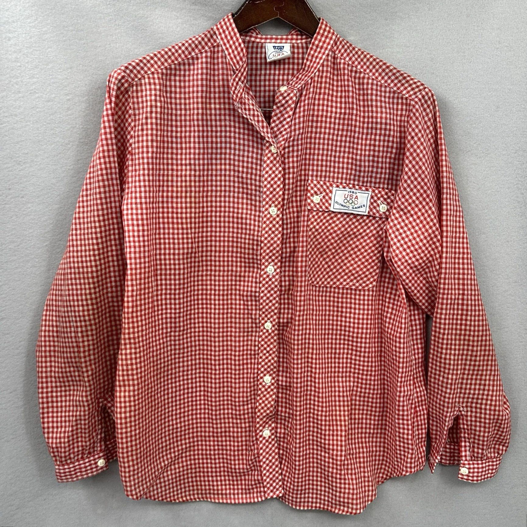 Levi's VINTAGE Levi’s Shirt Womens L Big E 1980 USA Olympics Gingham Western Red M/L Size M / US 6-8 / IT 42-44 - 2 Thumbnail