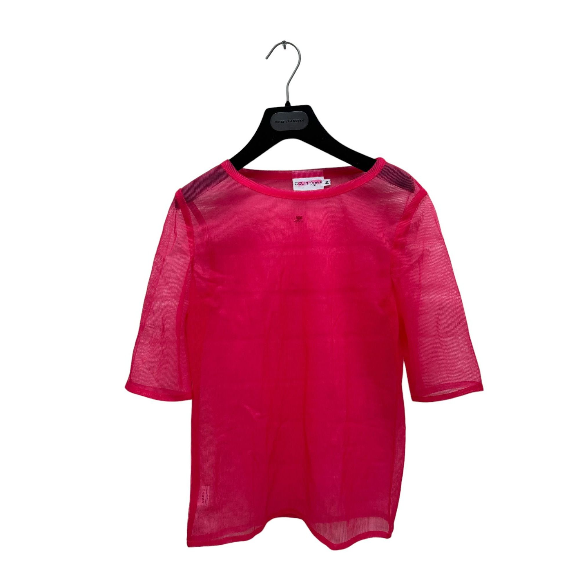 image of Courreges Sheer Pink T-Shirt, Women's (Size Small)