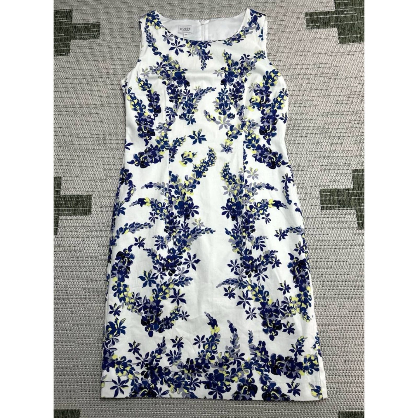 Vintage Hobbs Pencil Dress Womens 12 White Back Zip Stretch Floral Print Size XL / US 12-14 / IT 48-50 - 2 Thumbnail