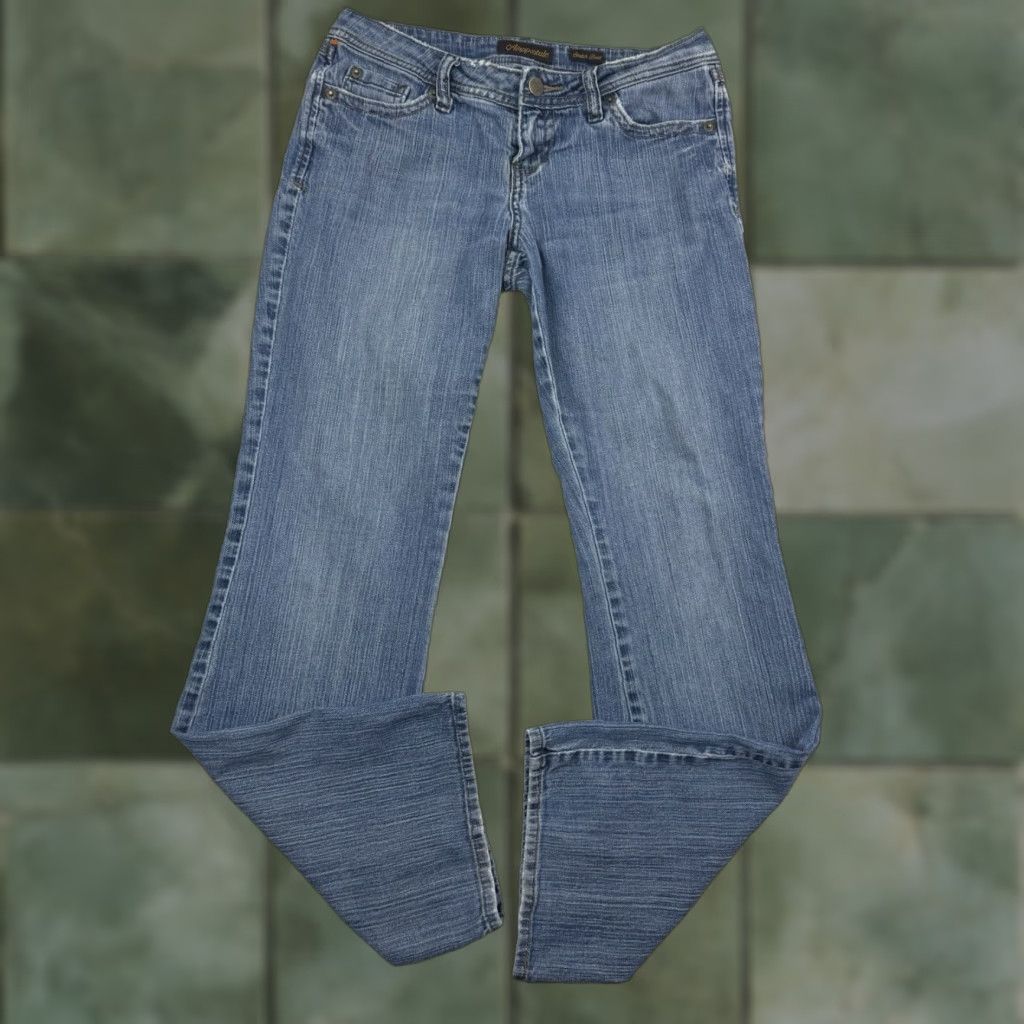 VINTAGE Aeropostale Bootcut Jeans Womens 3 Regular Stretch Low Rise Blue Y2K Hipster Punk