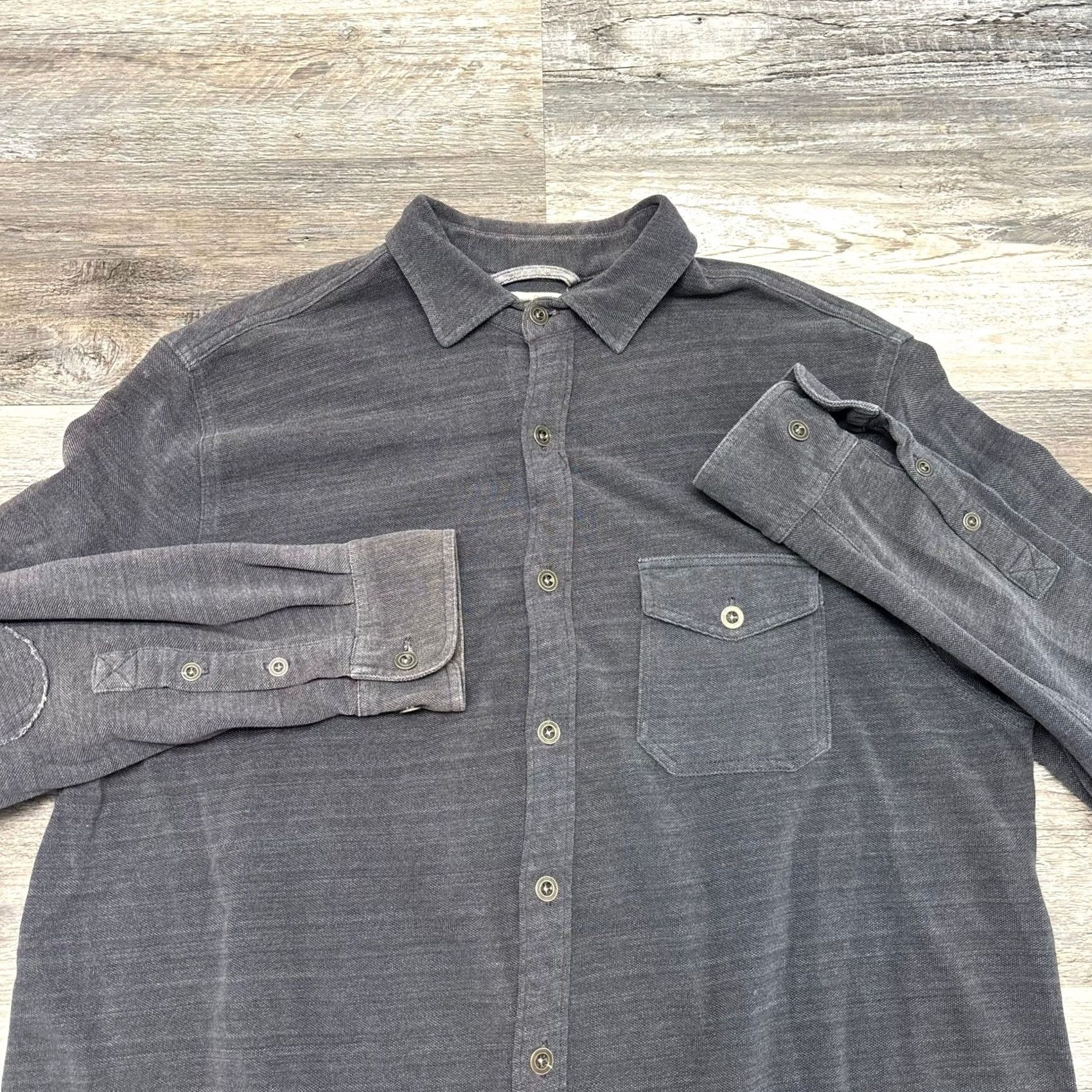 Carbon2Cobalt Carbon2Cobalt Shirt Long Sleeve Gray Mens XL Cotton Knit Button Up Elbow Patch Size US XL / EU 56 / 4 - 2 Thumbnail