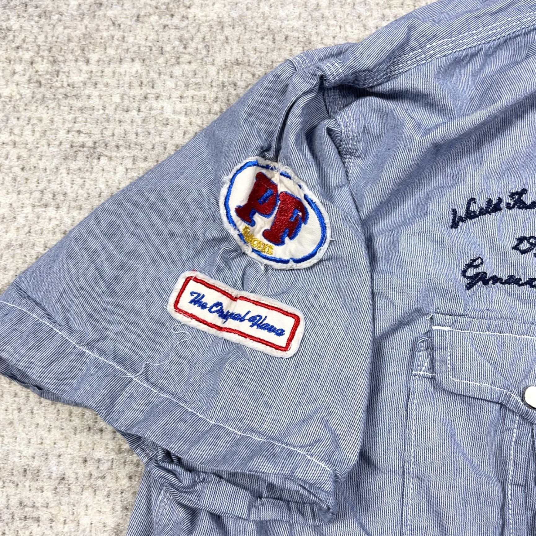 Phat Farm VINTAGE Phat Farm Shirt Men 2XL Blue Button-Up Short Sleeve Biker Motorcycle Club Embroidered Logo Stripe Pattern Classic Top Sportswear Size US XXL / EU 58 / 5 - 6 Thumbnail