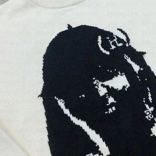 Japanese Brand Print Portrait Pattern Knitted Sweater Size US XL / EU 56 / 4 - 3 Thumbnail