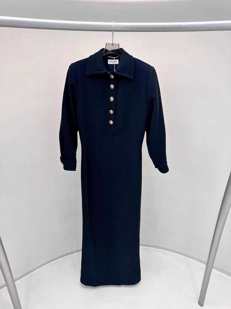 Saint Laurent Paris Black POLO floor-length dress