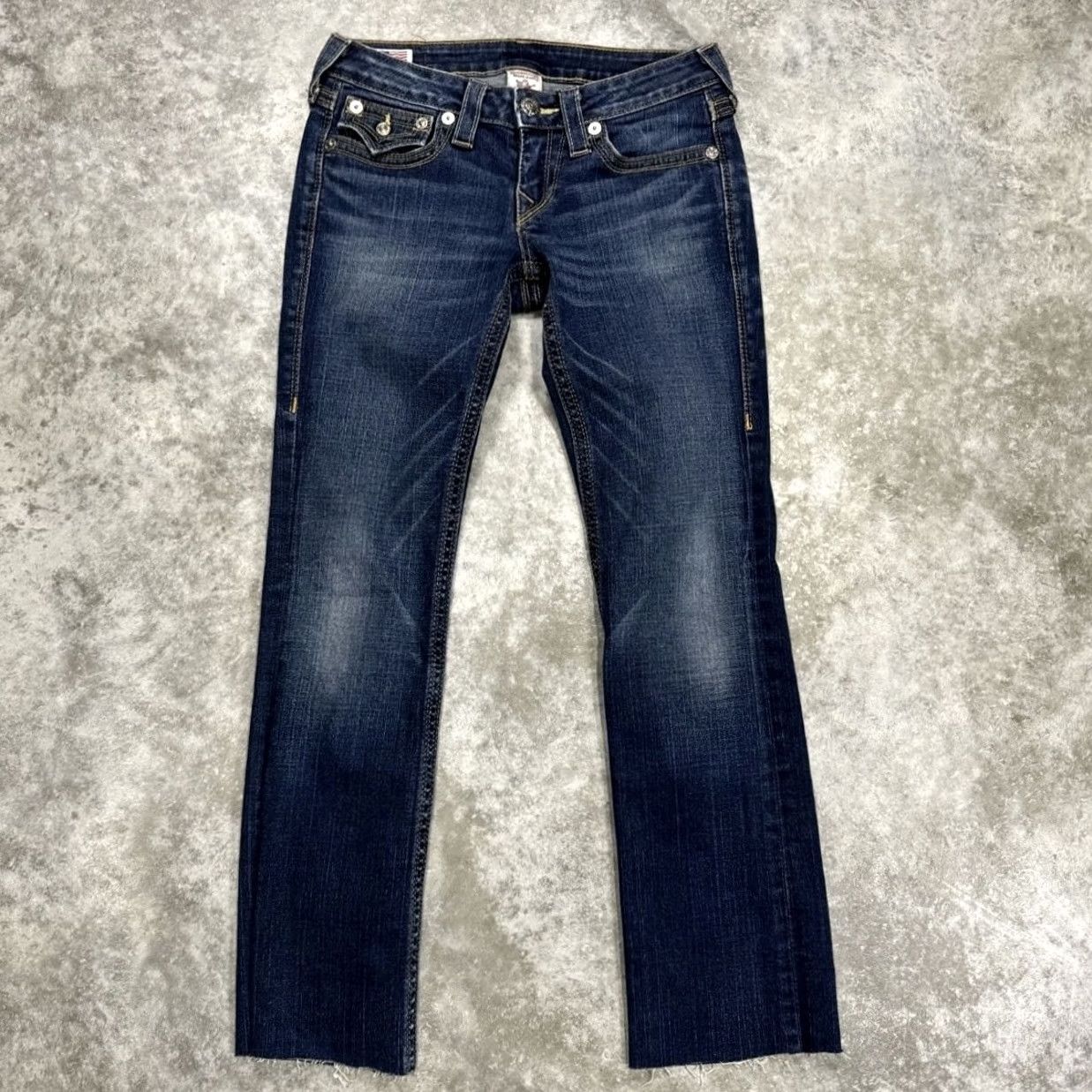 True Religion VINTAGE True Religion Jeans Womens 27 Blue Denim Straight Leg Flap Pocket Made in USA Size 27" / US 4 / IT 40 - 5 Thumbnail