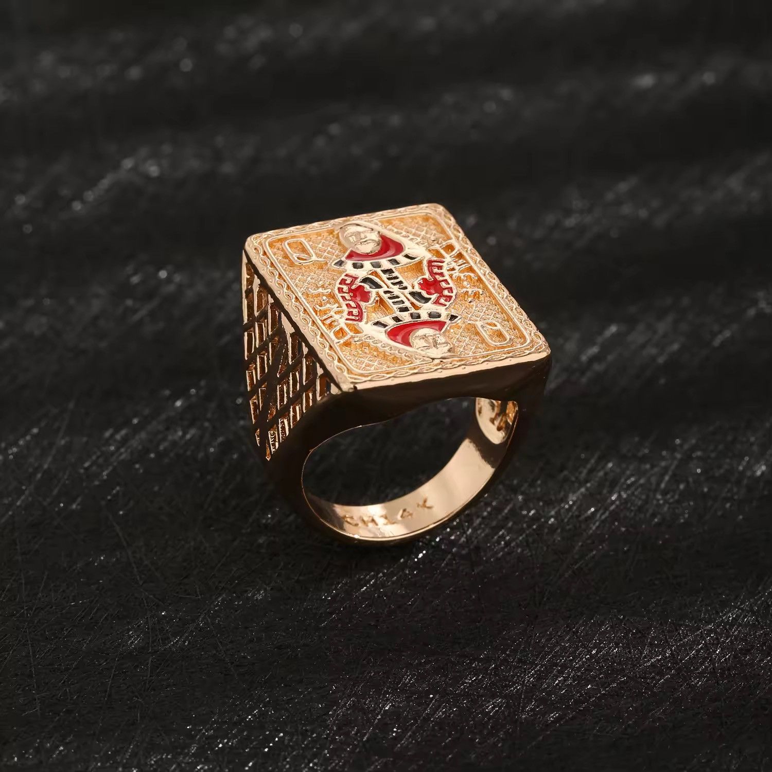 Jewelry brass gambling theme ring (size 8-10) Size ONE SIZE - 2 Thumbnail