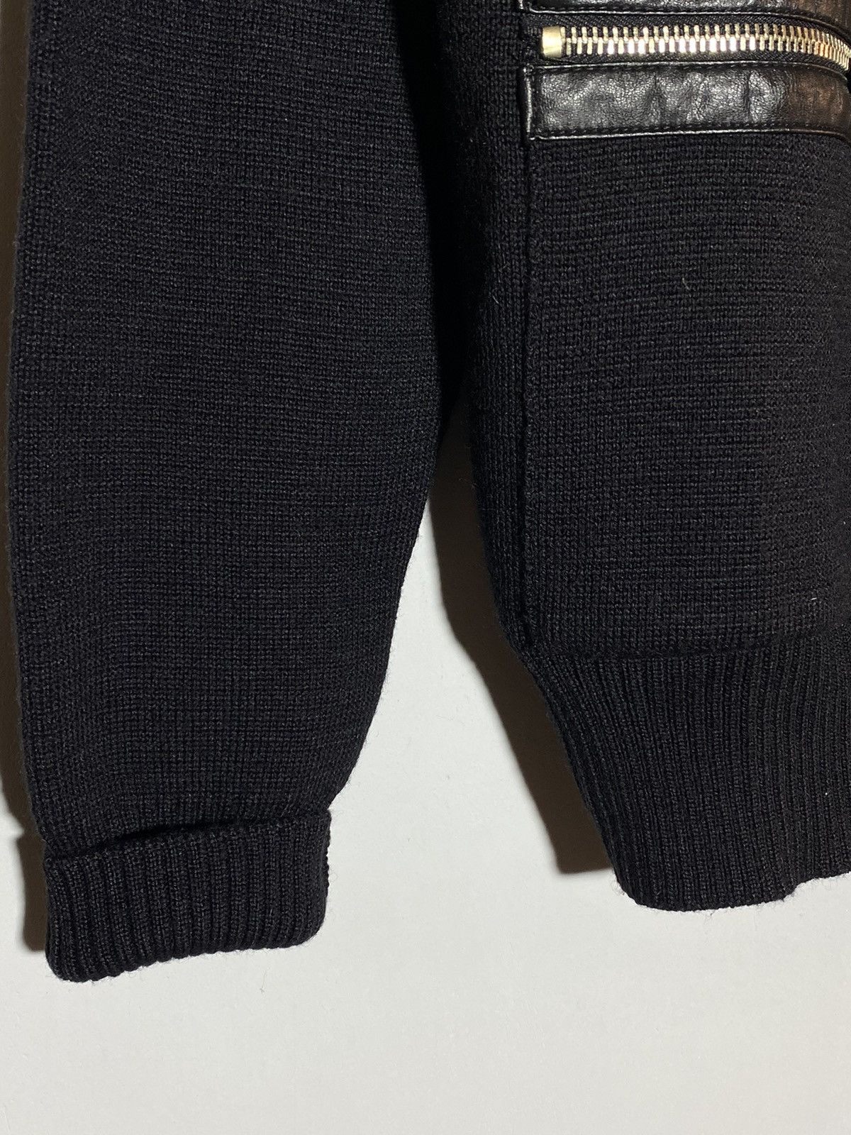 Versace Jeans Couture × Vintage Versace Jeans leather elements wool black zip up sweater Size US M / EU 48-50 / 2 - 5 Thumbnail
