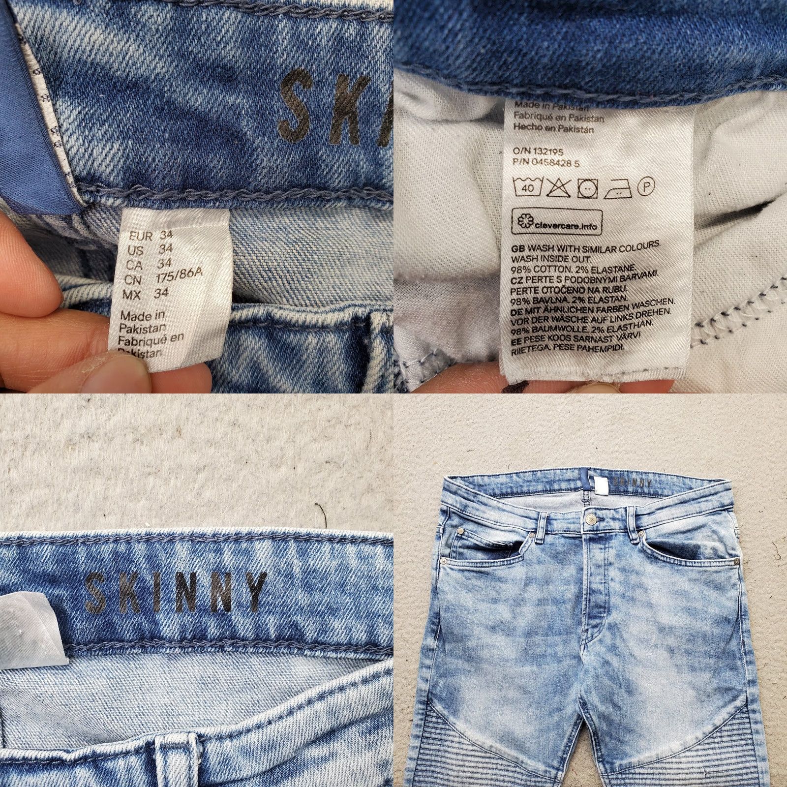 Denime Divided Womens Jeans 34 Blue Denim Stretch Pintuck Skinny Streetwear Comfort Regular 5-Pocket Denim Jeans Size 24" / US 00 / IT 34 - 8 Thumbnail
