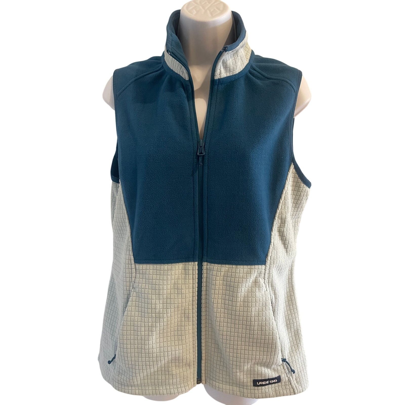Lands' End Lands’ End Fleece Vest Blue Zip Lightweight Casual Layer Size S / US 4 / IT 40 - 6 Thumbnail
