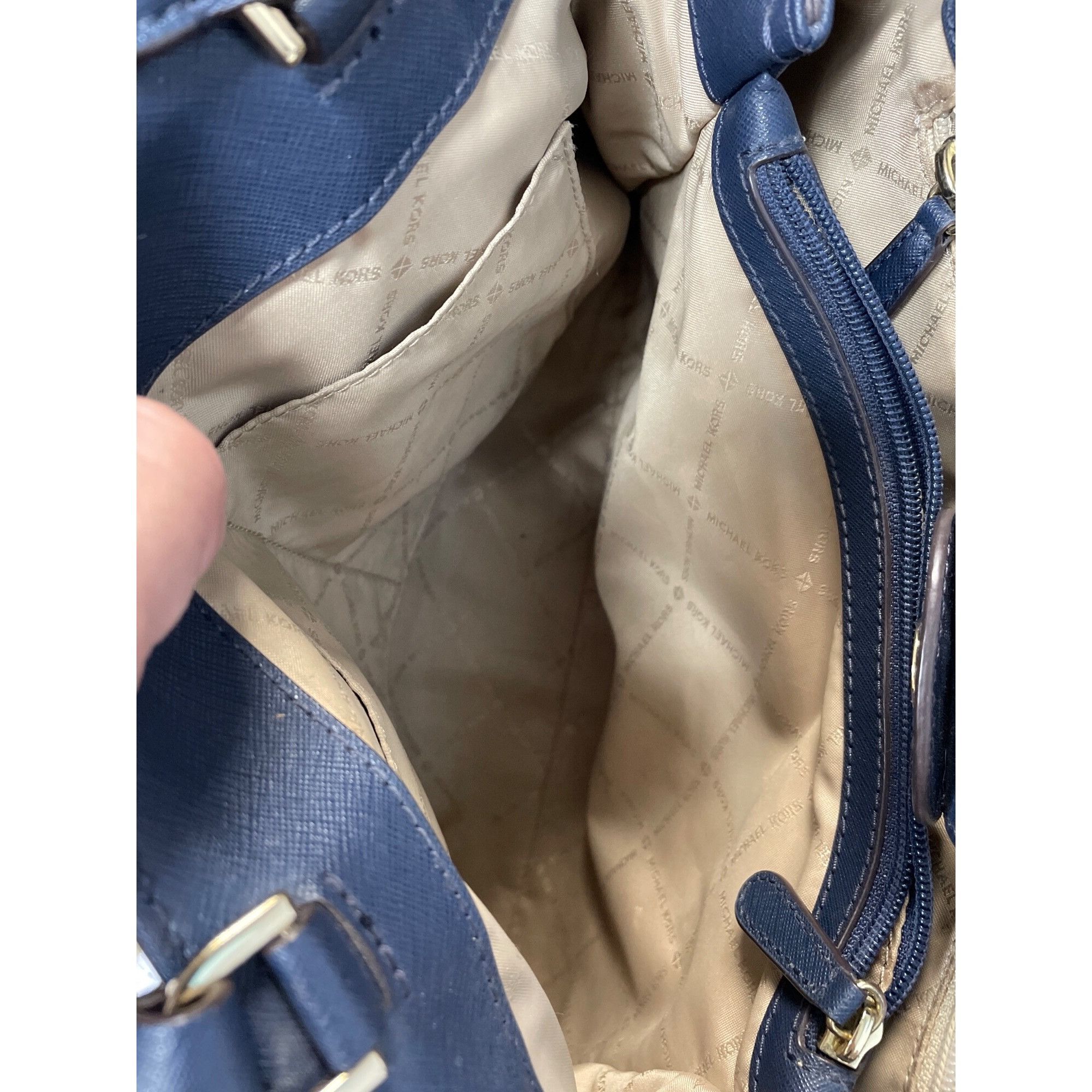 Michael Kors Michael Kors Womans Navy Blue Saffiano Leather Satchell Cros Size ONE SIZE - 13 Thumbnail
