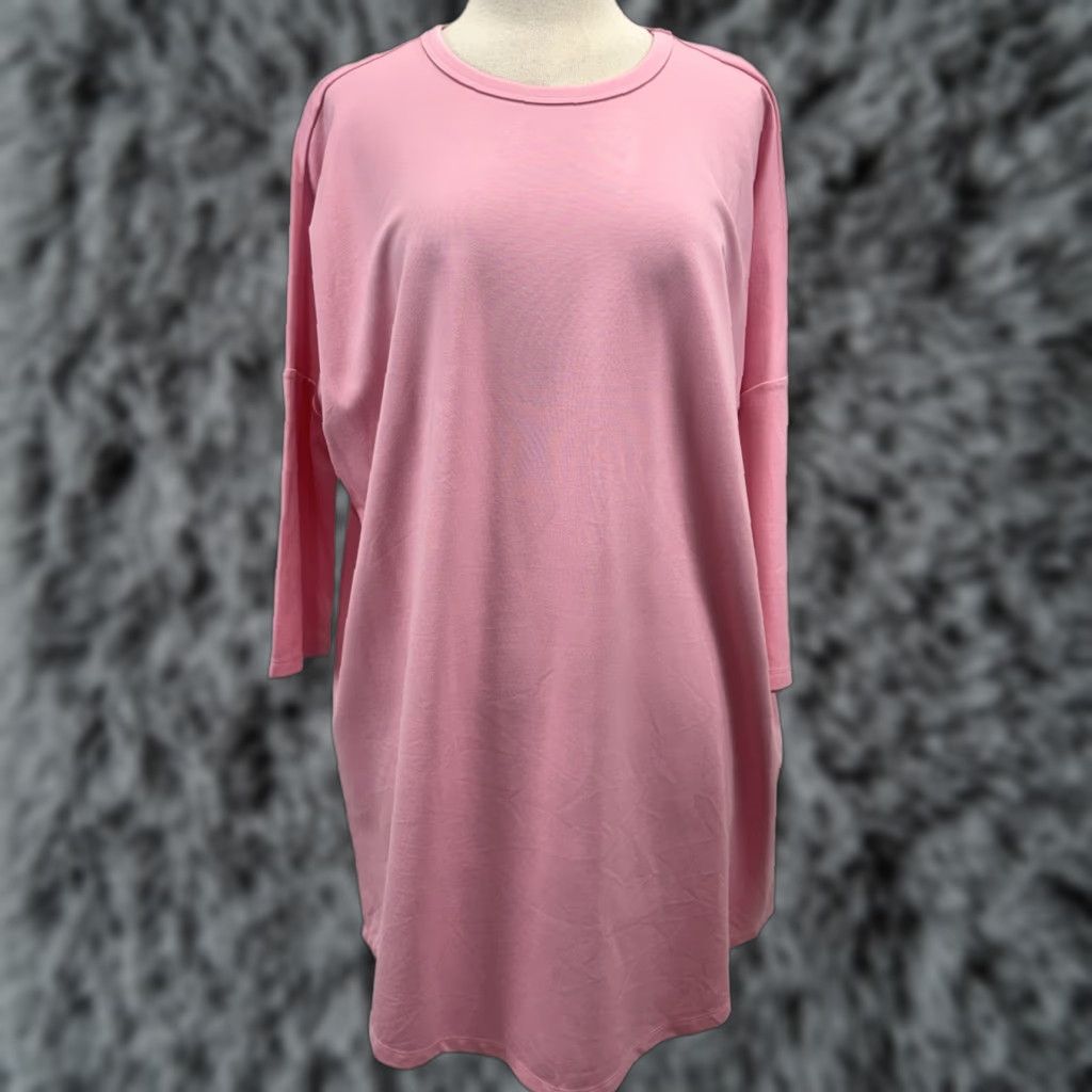 Vintage Pomander Place Sue Dress L/XL Pink 3/4 Sleeve Shoult Slouchy Confort Rayon Blend Short Dress Casual Travel Womens Size L / US 10 / IT 46 - 1 Thumbnail