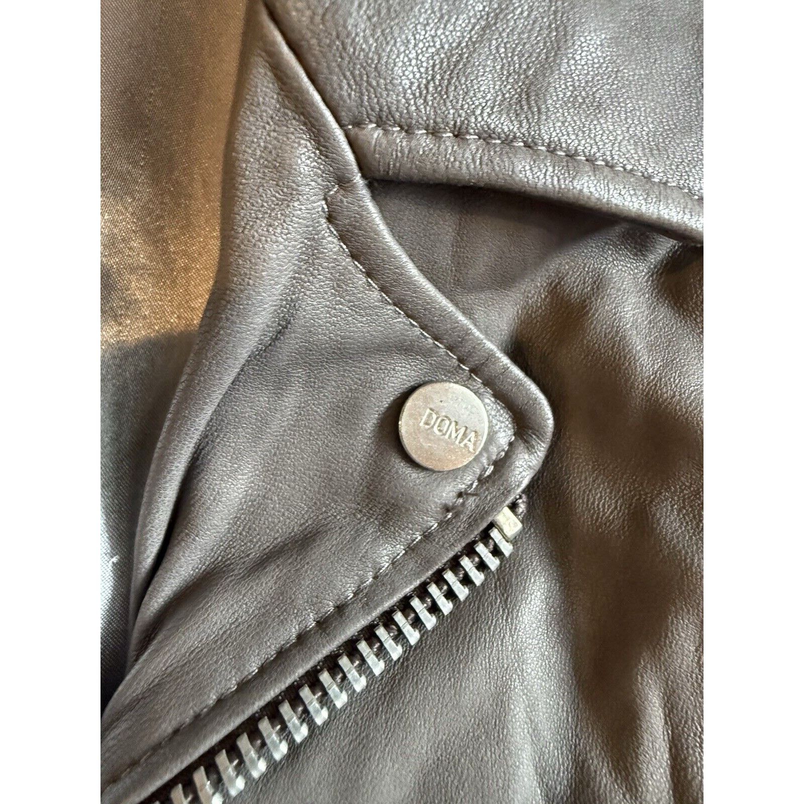 Other Doma Jacket Lamb Leather Gray Moto Biker Womens Large Size L / US 10 / IT 46 - 8 Thumbnail