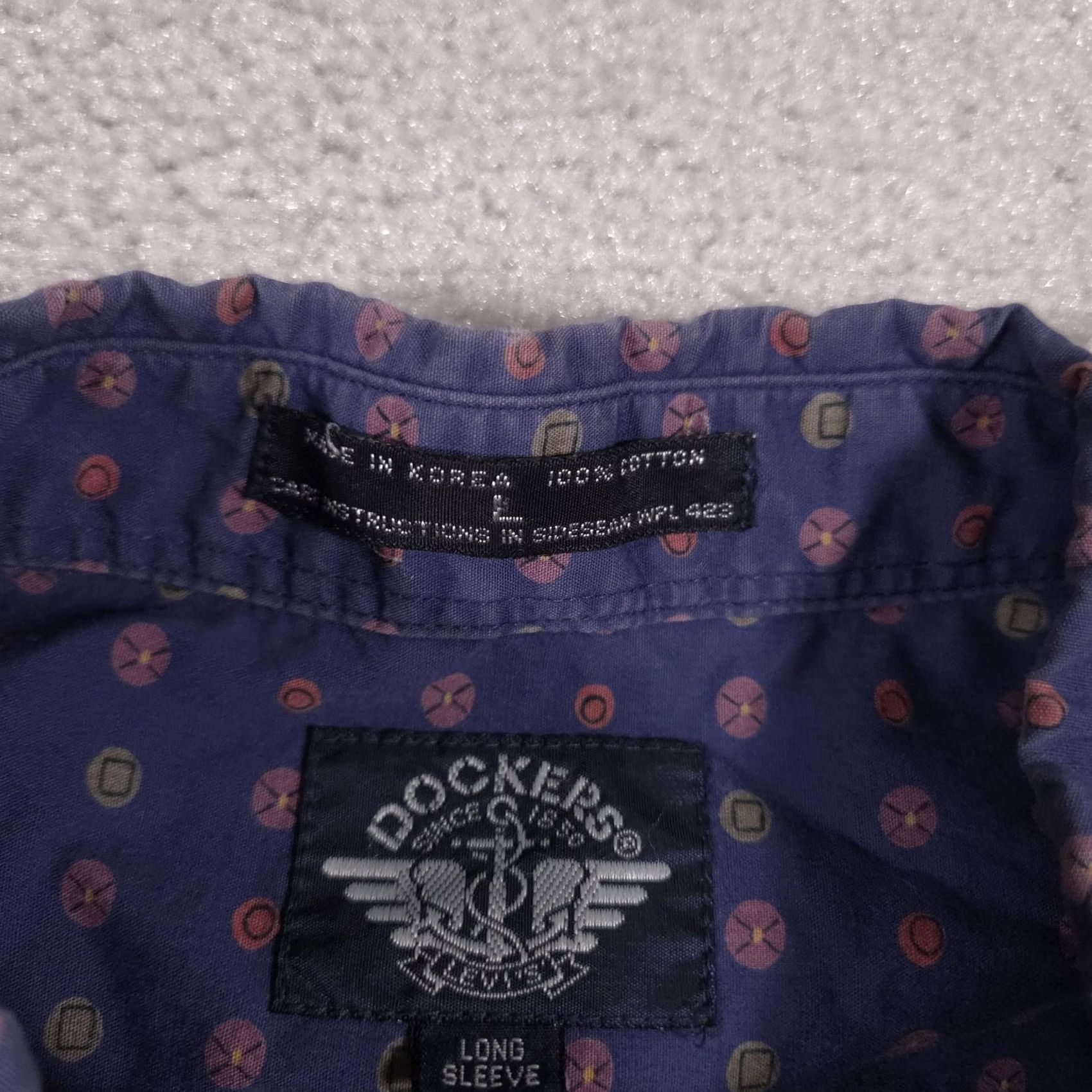 Dockers VINTAGE Dockers Shirt Mens Large Blue Long Sleeve Button Down Geometric 90s Size US L / EU 52-54 / 3 - 7 Thumbnail