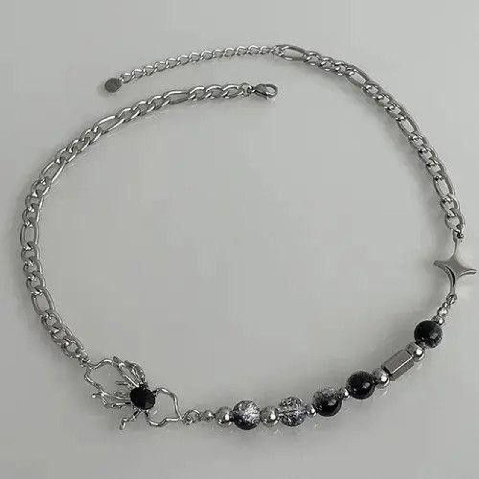 Jewelry Titanium Steel Spider Crystal Beads Necklace for Men Women Size ONE SIZE - 2 Thumbnail
