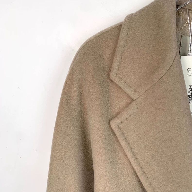 Max Mara Max Mara 101801 Collection Sand Wool Lapel Double Breasted Size XS / US 0-2 / IT 36-38 - 3 Thumbnail