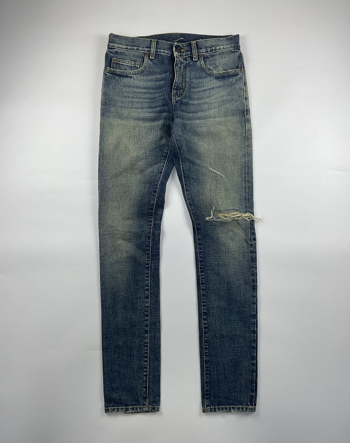 Pre-owned Saint Laurent Distressed Denim In Blue