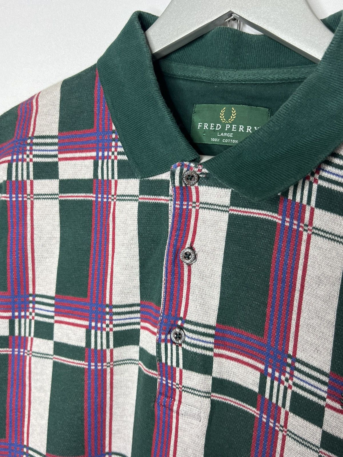 Other 🔥 Rare Vintage Fred Perry Plaid Polo Shirt Short Sleeve 🔥 Size US L / EU 52-54 / 3 - 4 Thumbnail
