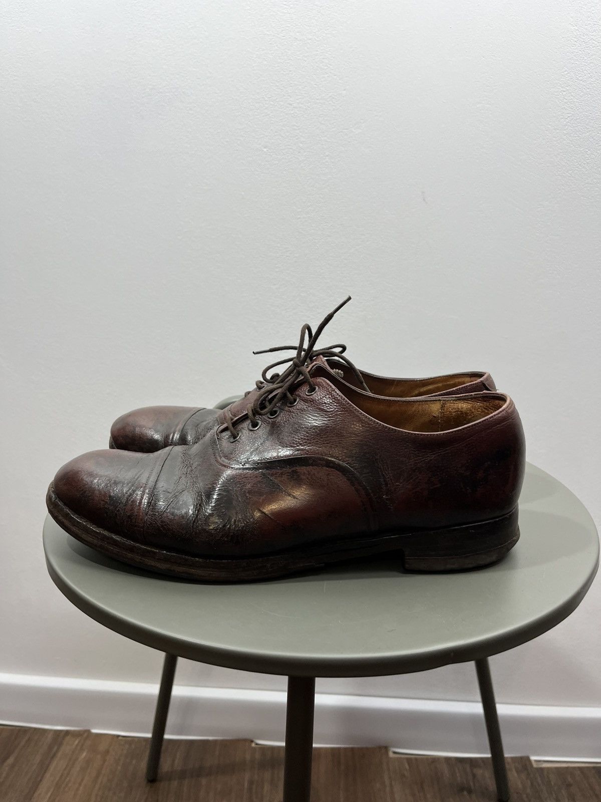 Sanders Sanders 1980 Distressed Brown Leather Cap Toe Oxford Shoes Size US 10 / EU 43 - 7 Thumbnail