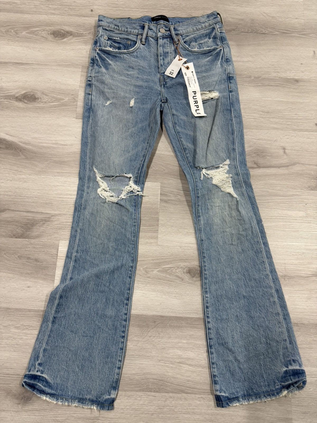 Purple Brand Purple Brand Ripped Flare Jeans - Light Indigo | Grailed