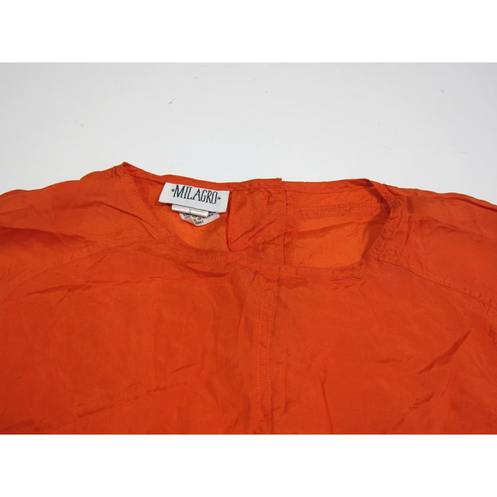 Vintage Milagro 100% Silk Neon Orange Pocket Tunic Blouse Shirt Top Women Size Small Size S / US 4 / IT 40 - 4 Thumbnail