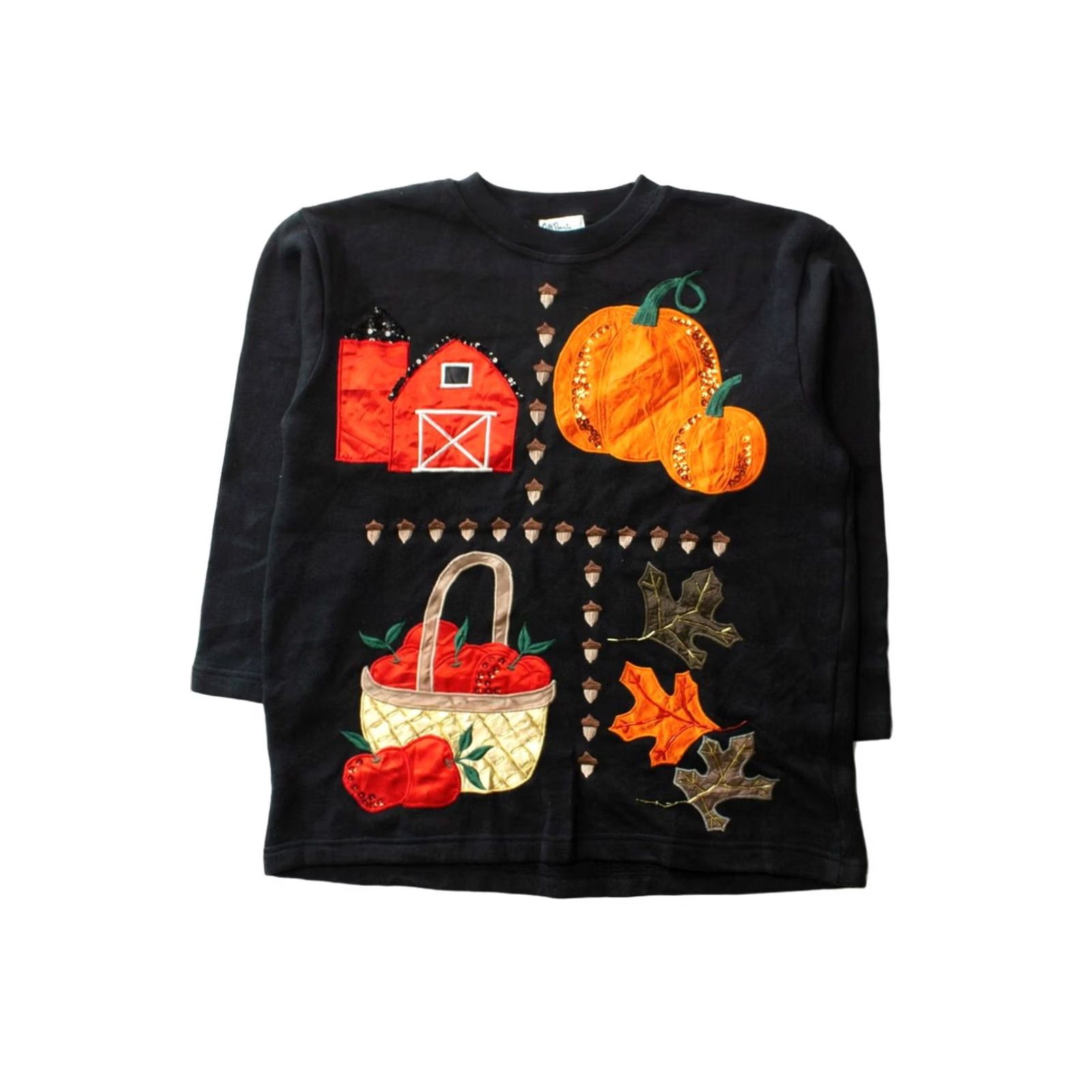 Vintage VINTAGE All Points Sweatshirt Black 1990s Medium Acorns Pumpkins Barn Fall Shirt Mens Size US M / EU 48-50 / 2 - 2 Thumbnail
