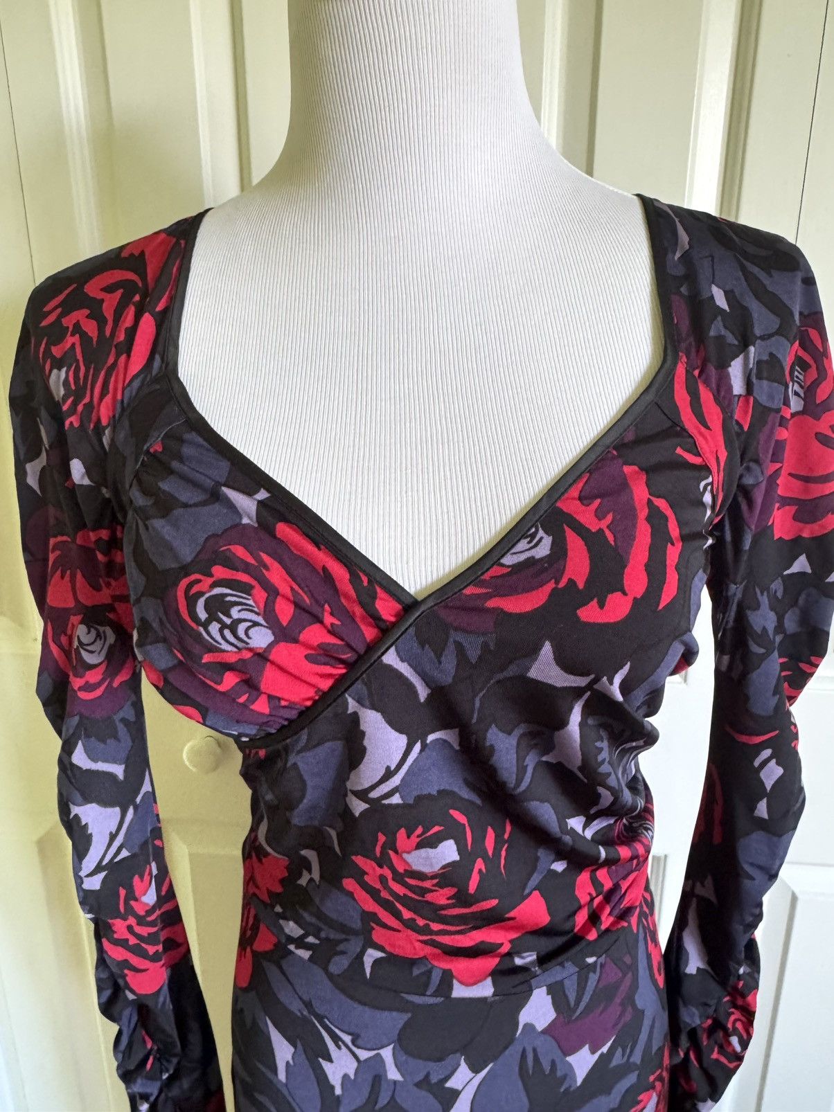 Emanuel Ungaro UNGARO FEVER Floral Jersey Ruffled Midi Dress 10/46 Size L / US 10 / IT 46 - 4 Thumbnail