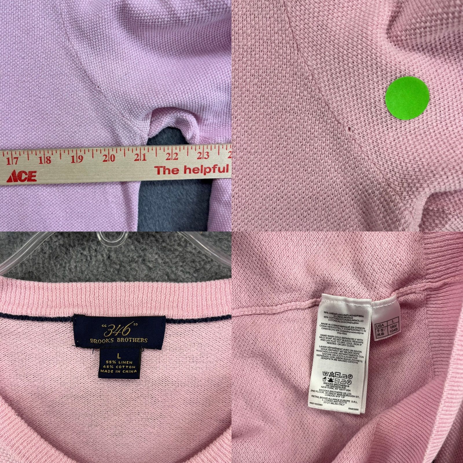 Brooks Brothers Brooks Brothers 346 Pink V Neck Sweater Knit Top Mens L Linen Cotton Preppy Golf Size US L / EU 52-54 / 3 - 8 Thumbnail