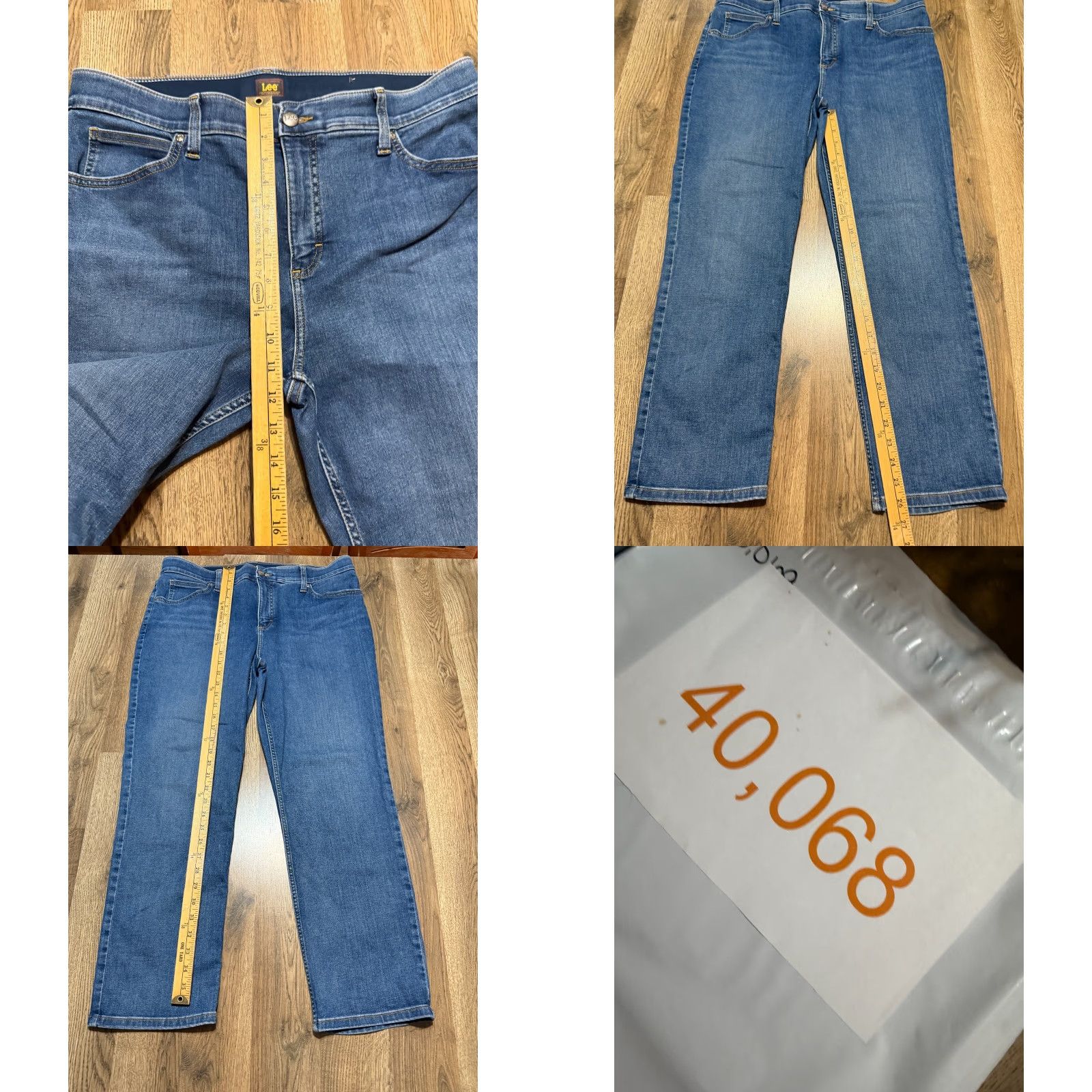 Lee Lee Jeans Women's 16 Medium Blue Denim Straight Leg High Rise Jeans Regular Rise 5-Pocket Inseam 27in Size 38" / US 16 / IT 52 - 8 Thumbnail