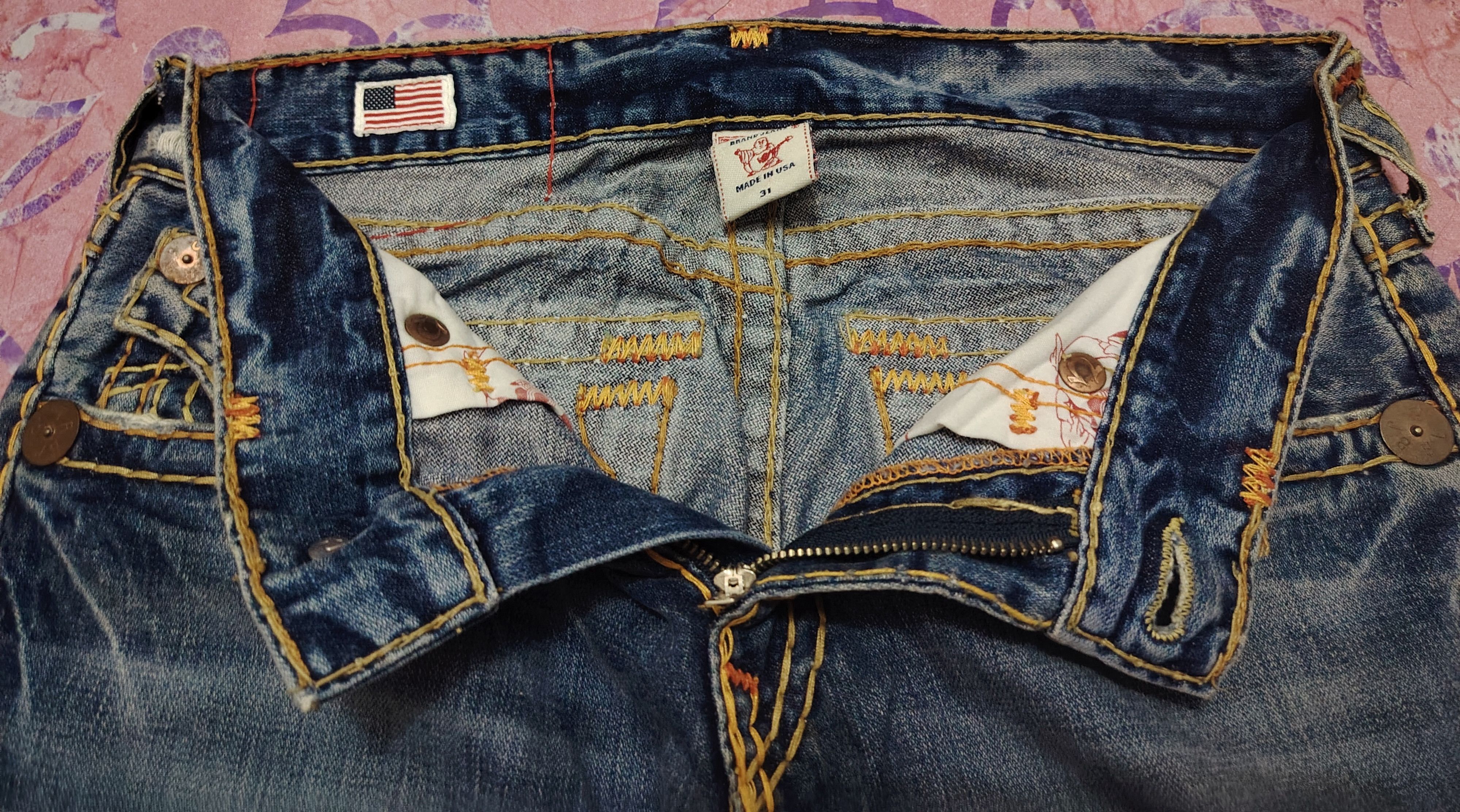 True Religion True Religion Jeans Orange Stitch Joey Super T Denim Flared Size US 31 - 9 Thumbnail