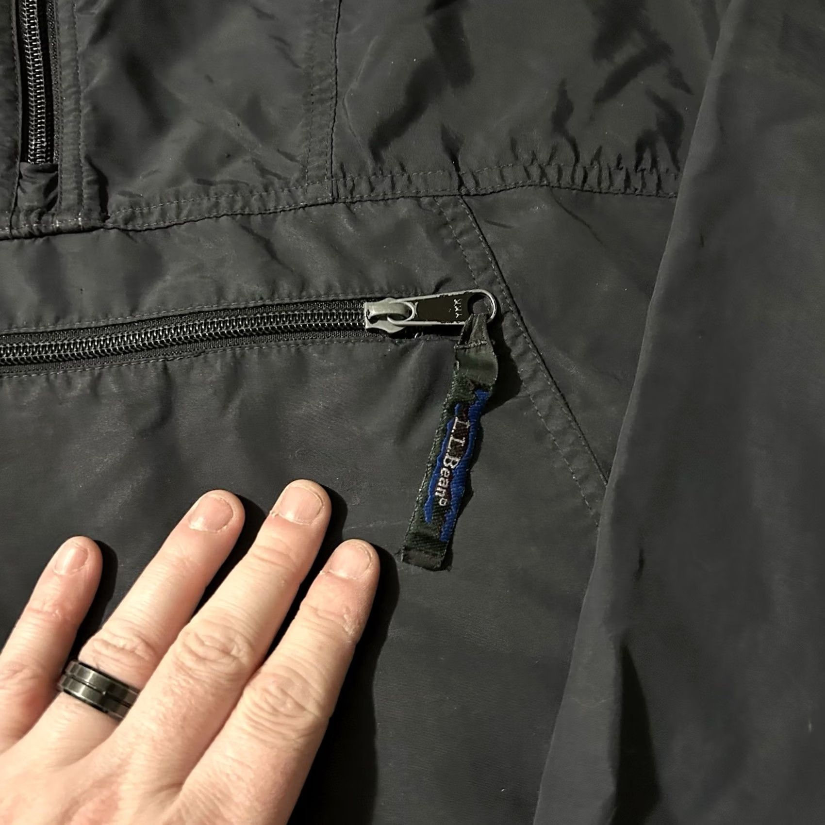 Vintage VINTAGE 90s L.L. Bean Black Anorak Windbreaker Pullover Jacket Women Medium M Windbreaker 90s Womens Jacket Black L.L. Bean Size M / US 6-8 / IT 42-44 - 3 Thumbnail