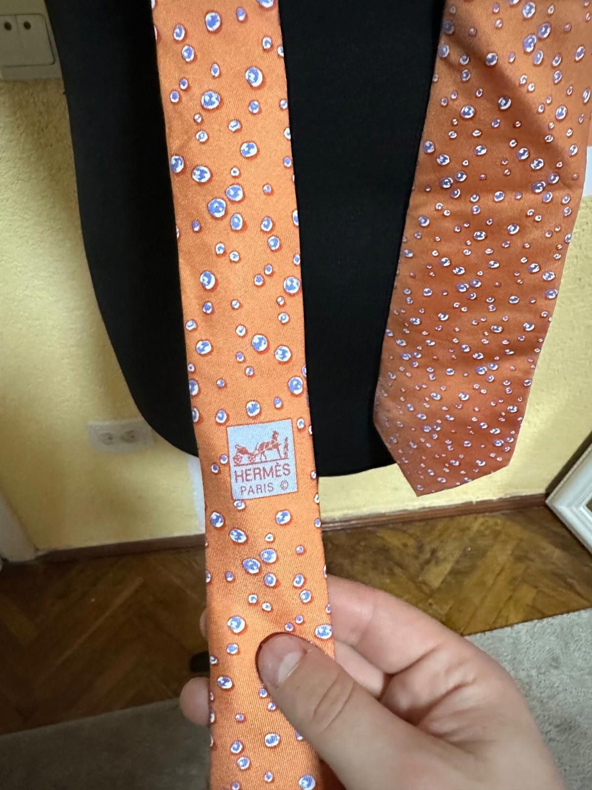 Hermes Hermes Tie Silk Orange Size ONE SIZE - 4 Thumbnail