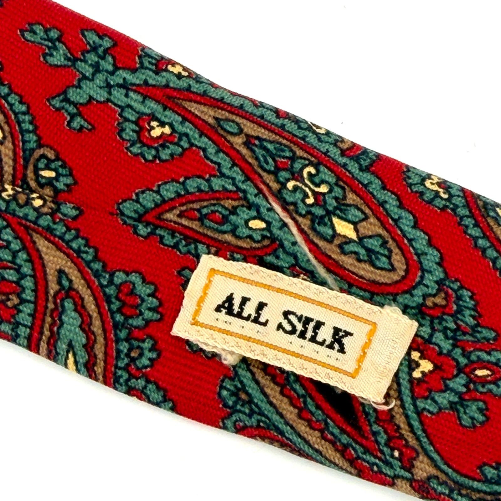 Aquascutum Vintage 80s Red 100% Silk Paisley Necktie Size ONE SIZE - 5 Thumbnail