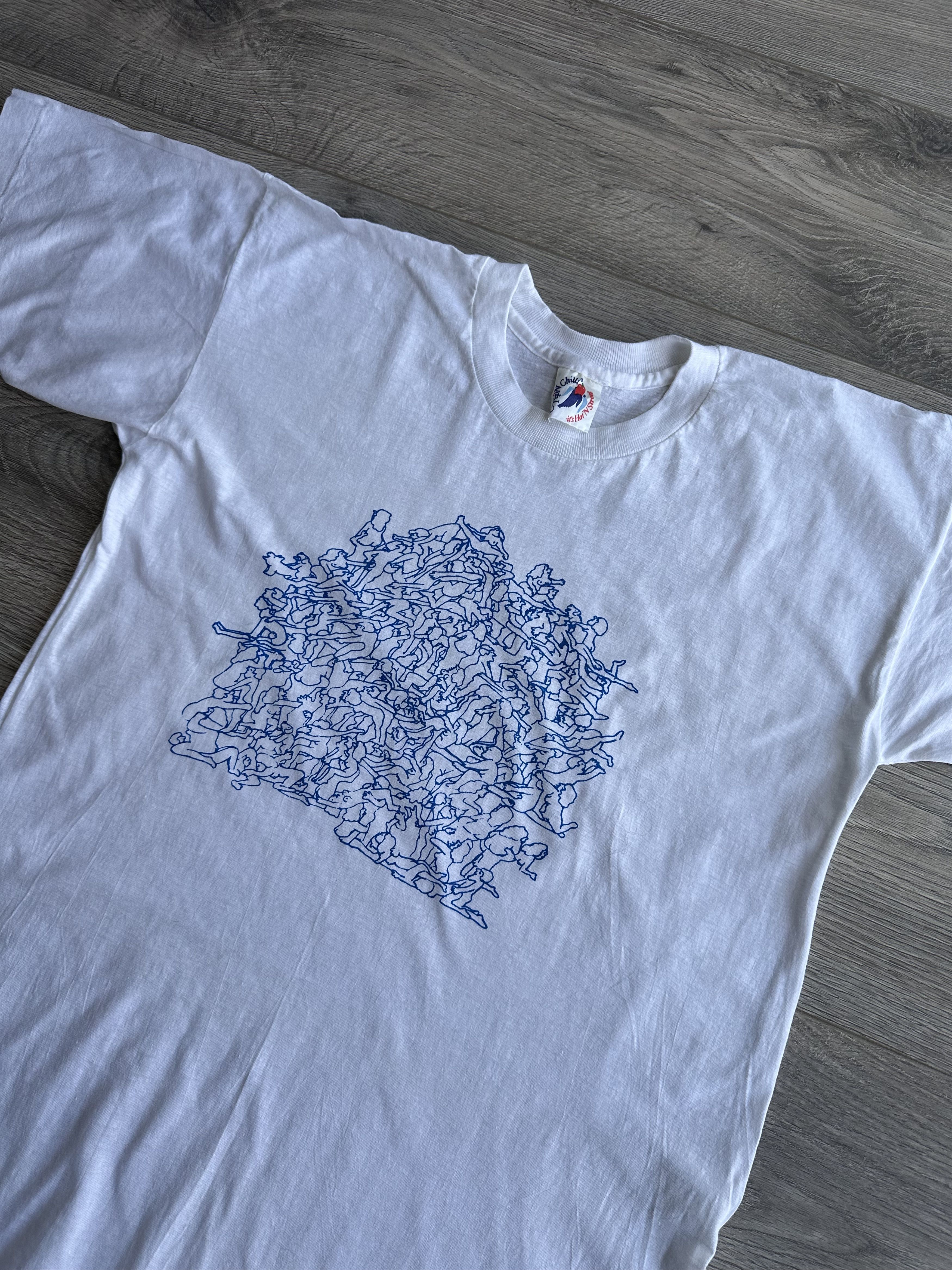 Vintage Vintage 70s Sex Orgy Group Therapy Woodstock Art White Tee Size US L / EU 52-54 / 3 - 3 Thumbnail