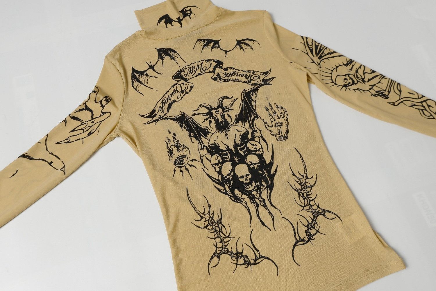 Devil Long Sleeve Slim Lightweight High Neck Shirt