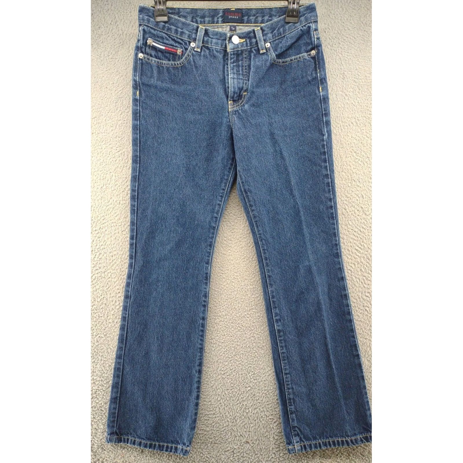 Tommy Hilfiger TOMMY HILFIGER Tommy Jeans Straight Leg Dark Junior Women’s Size 7 Jeans Denim Blue 90s Vintage Female Mens Girls Boys Not applicable Size 28" / US 6 / IT 42 - 2 Thumbnail