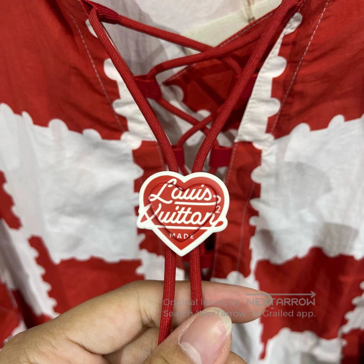 Louis Vuitton Red and White Checkered Hooded Long Sleeve Top. Size US M / EU 48-50 / 2 - 3 Thumbnail