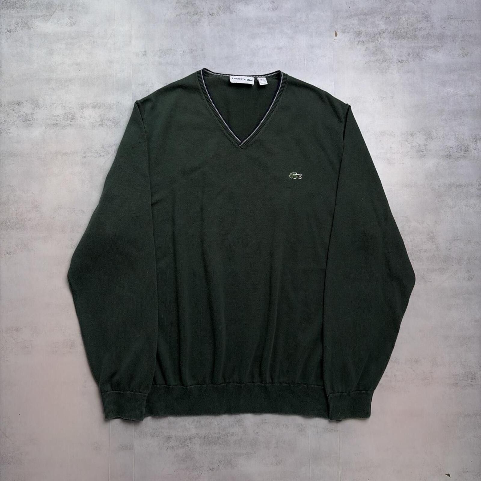 Lacoste Y2K Forest Green Lacoste Knit V-Neck Sweater Size US XXL / EU 58 / 5 - 1 Thumbnail