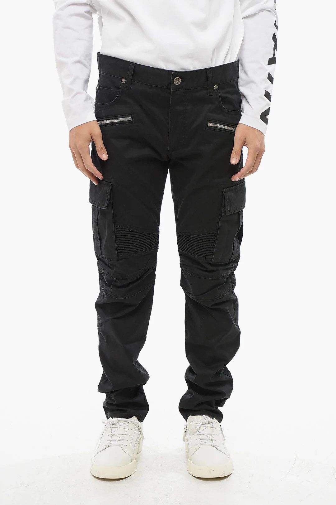 Balmain og1mm0326 Tapered Cargo Jeans in Black Size US 30 / EU 46 - 1 Thumbnail