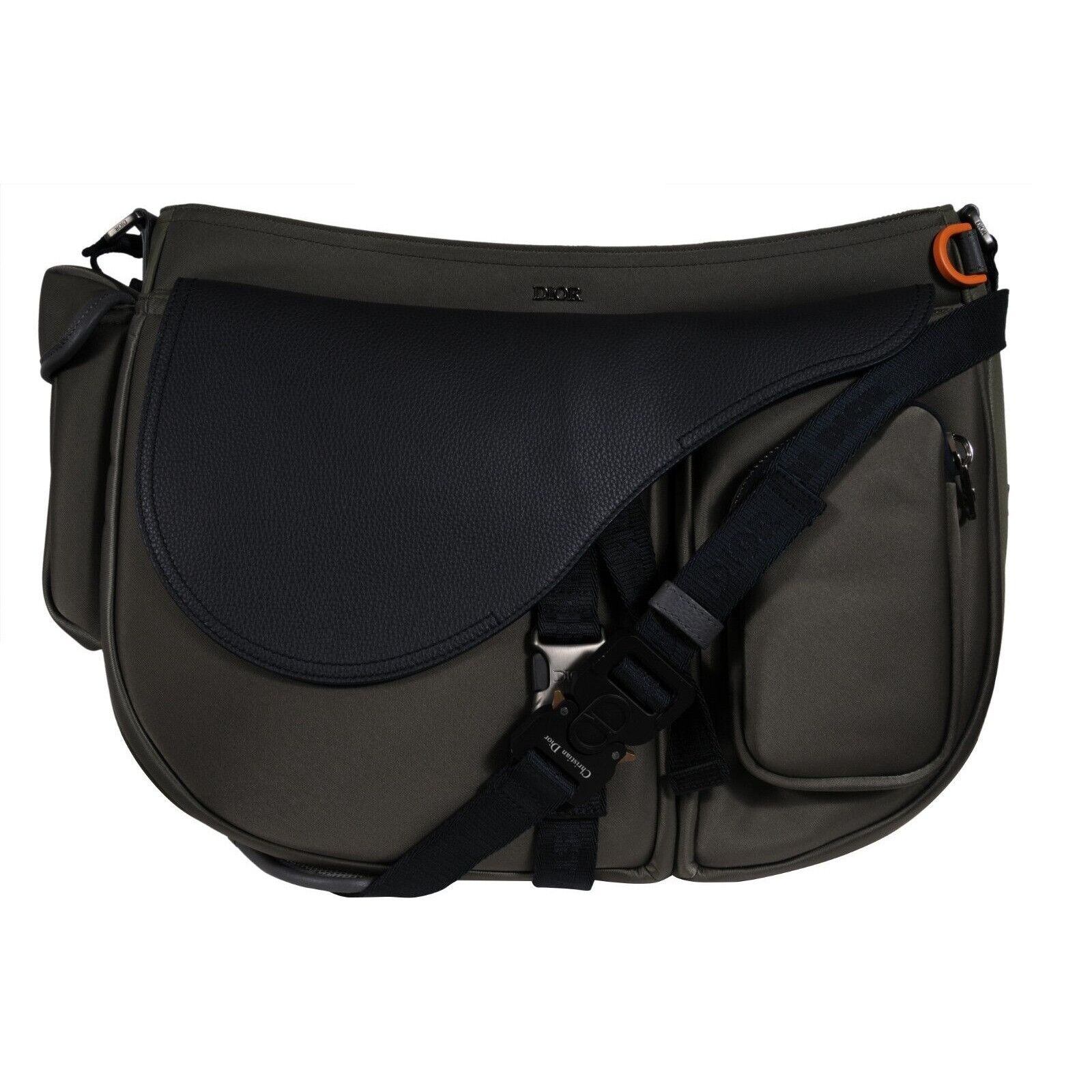Dior × Sacai Saddle Messenger Bag Olive Green Navy Blue Leather - 02268 Size ONE SIZE - 5 Thumbnail