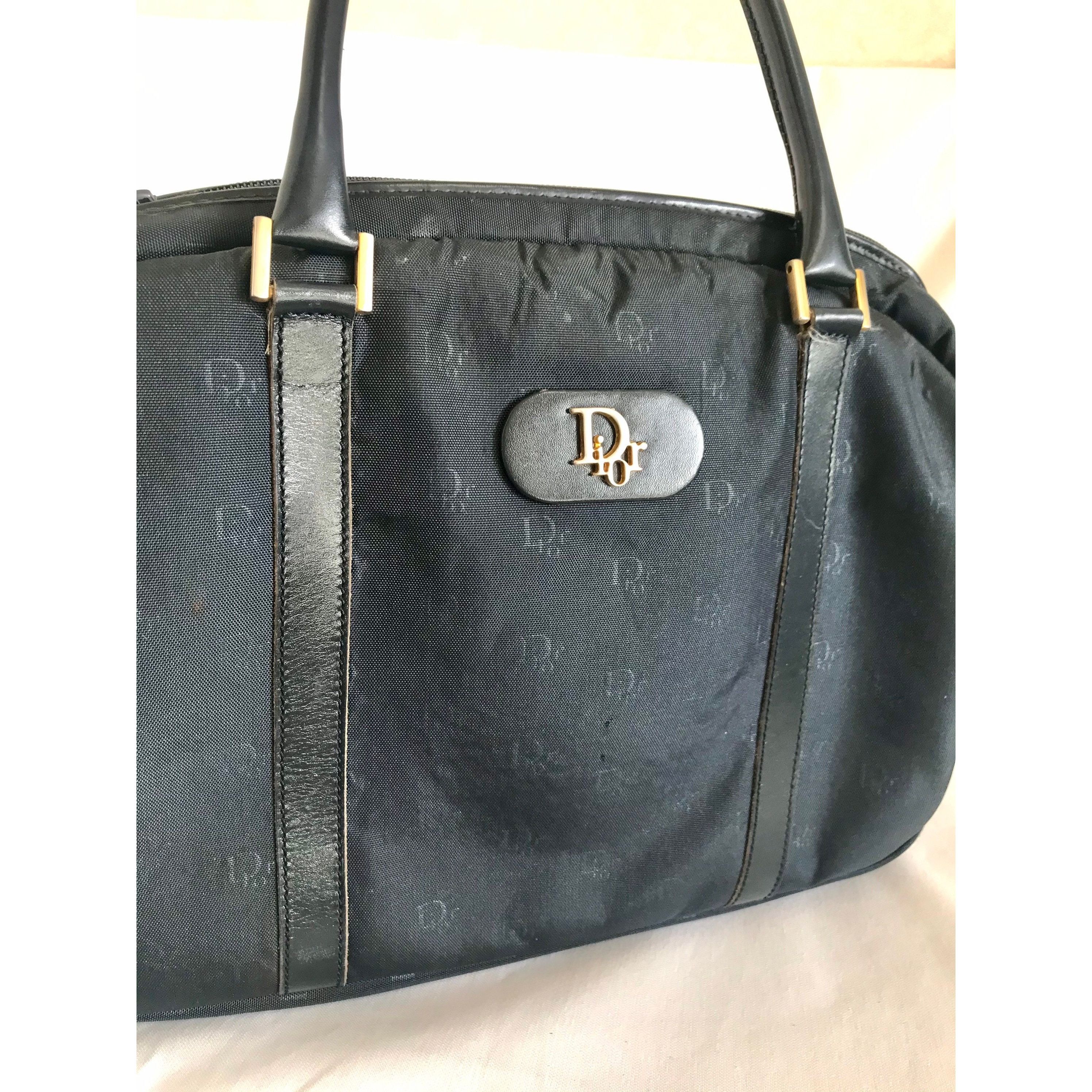 Dior Vintage Christian Dior navy handbag with logo jacquard nylon Size ONE SIZE - 5 Thumbnail